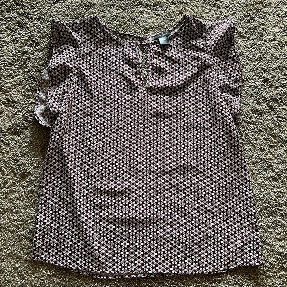 Ann Taylor Floral Keyhole Top - Picture 1 of 5